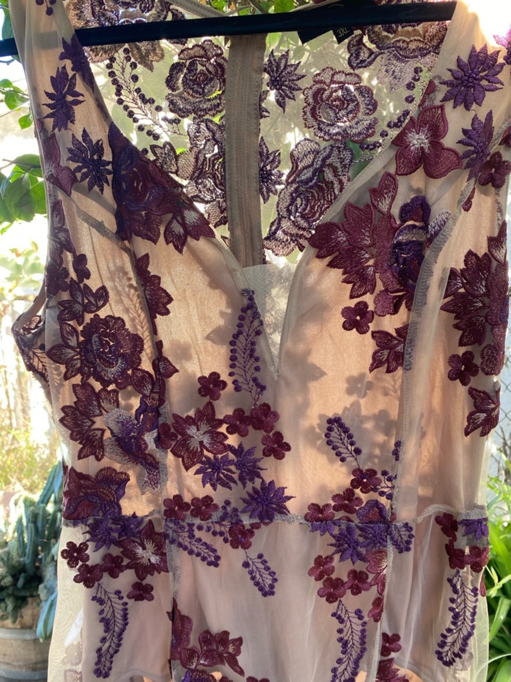 Sleeveless Floral Embroidered Maxi Dress in Purple - Picture 2 of 6